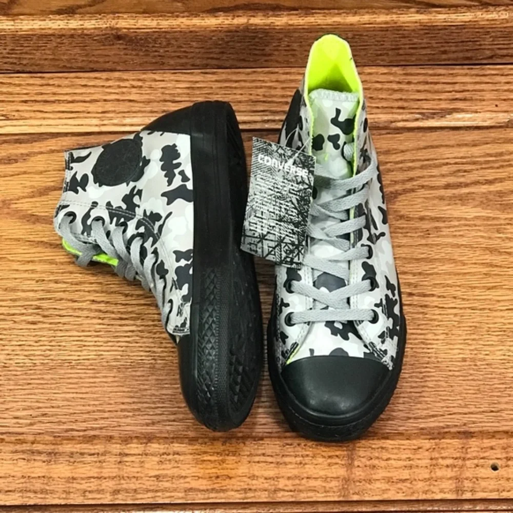 Converse Chuck Taylor All Star Rubber Hi Grey Black Camo Neon Size Junior 5